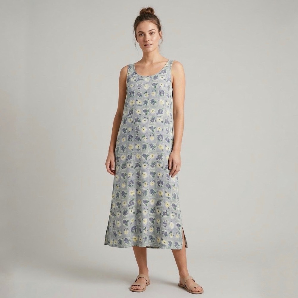 Vintage | East West Fashion | Floral Summer Maxi Dress with Side Slits Size S